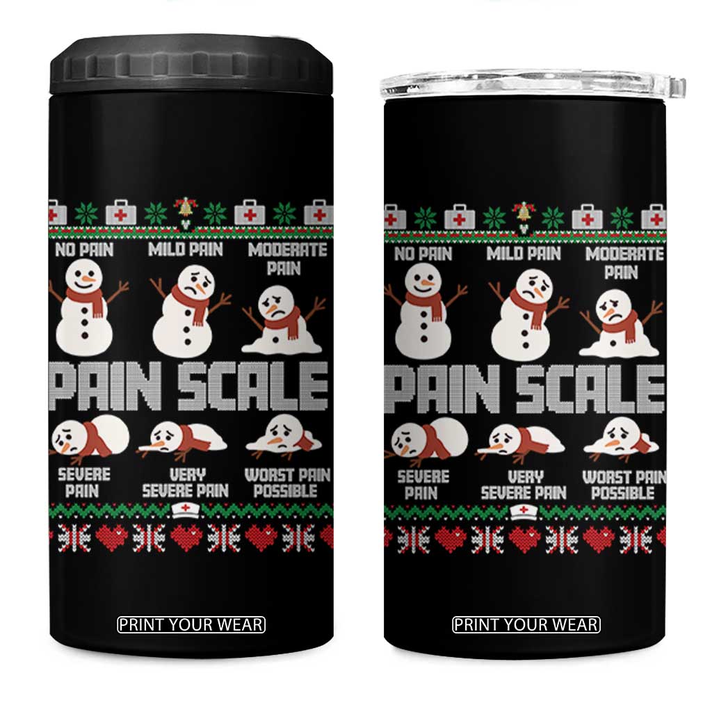 Pain Scale Snowman 4 in 1 Can Cooler Tumbler Funny ICU Nurse Christmas TS14 One Size: 16 oz Black Print Your Wear