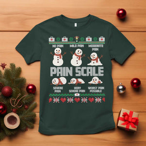 Pain Scale Snowman T Shirt Funny ICU Nurse Christmas TS14 Dark Forest Green Print Your Wear