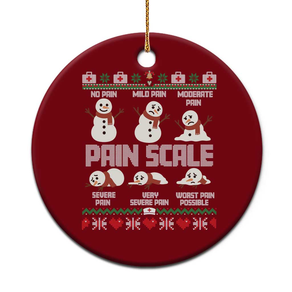 Pain Scale Snowman Ceramic Ornament Funny ICU Nurse Christmas TS14 1pc Red Print Your Wear