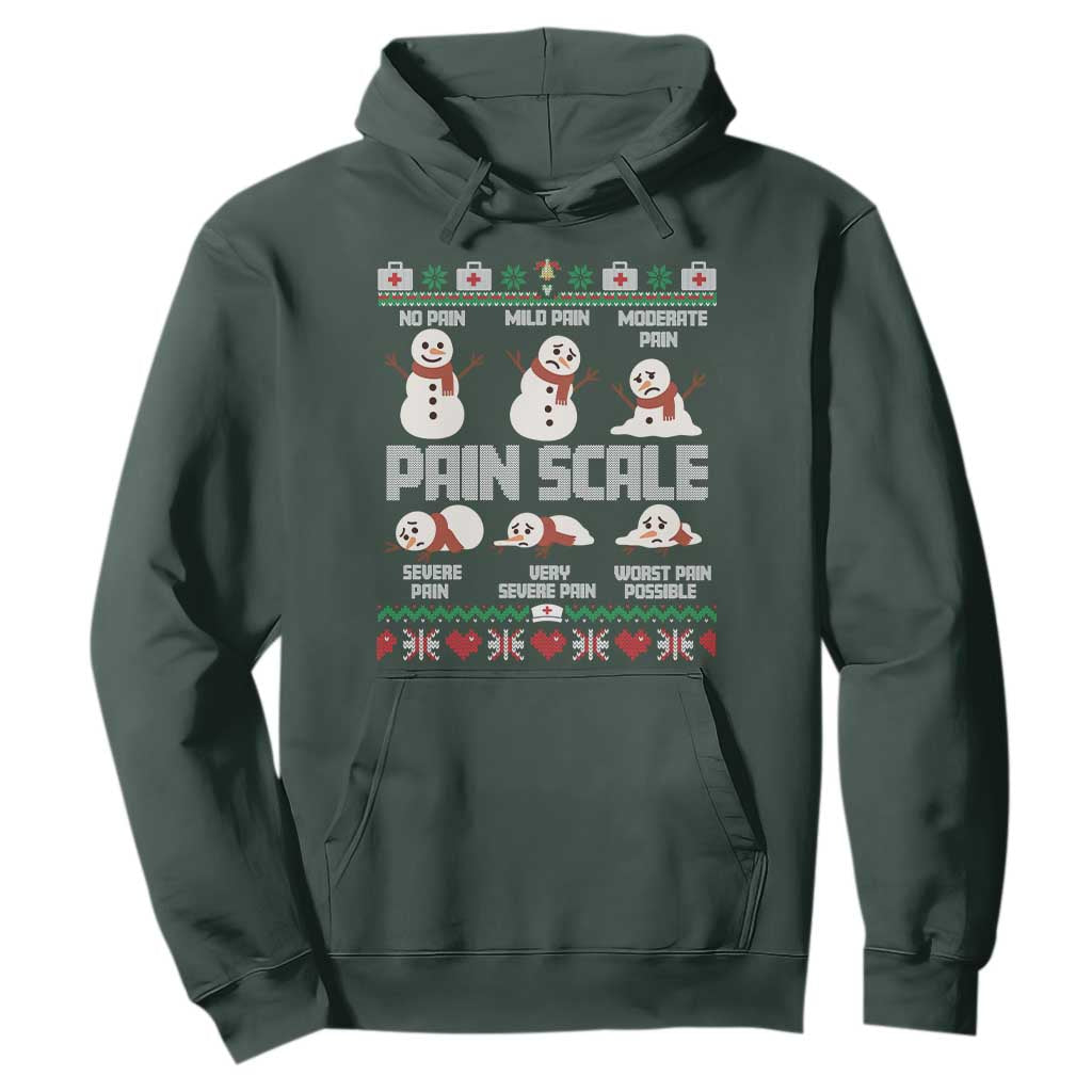 Pain Scale Snowman Hoodie Funny ICU Nurse Christmas TS14 Dark Forest Green Print Your Wear