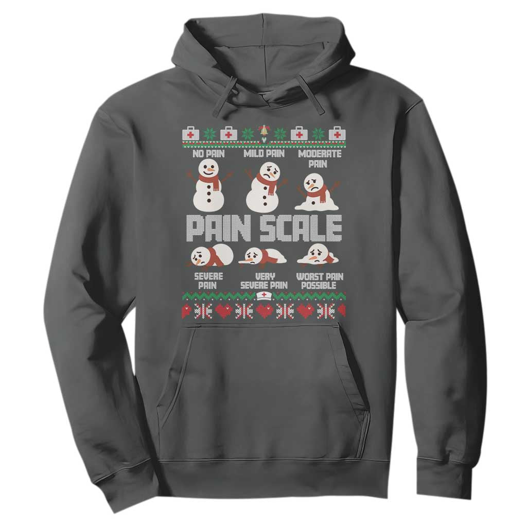 Pain Scale Snowman Hoodie Funny ICU Nurse Christmas TS14 Dark Heather Print Your Wear