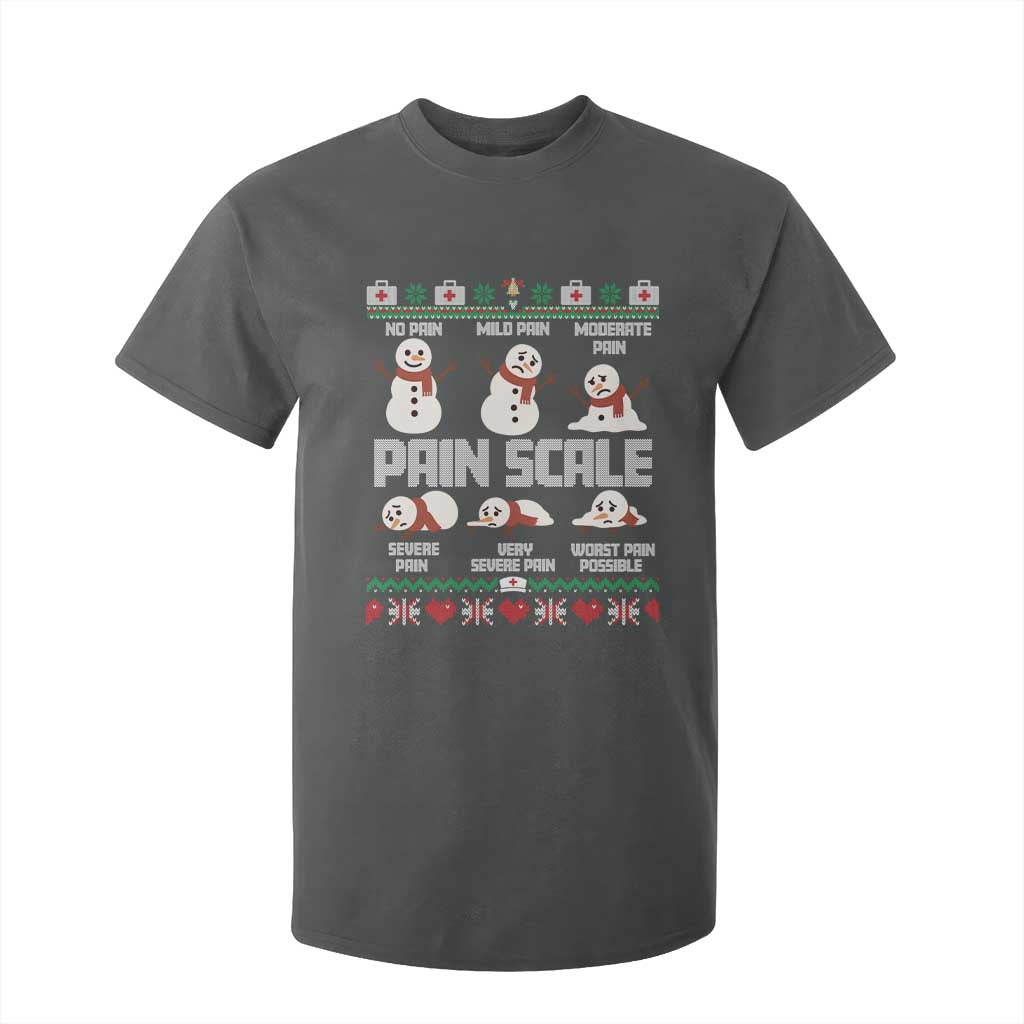 Pain Scale Snowman T Shirt For Kid Funny ICU Nurse Christmas TS14 Dark Heather Print Your Wear