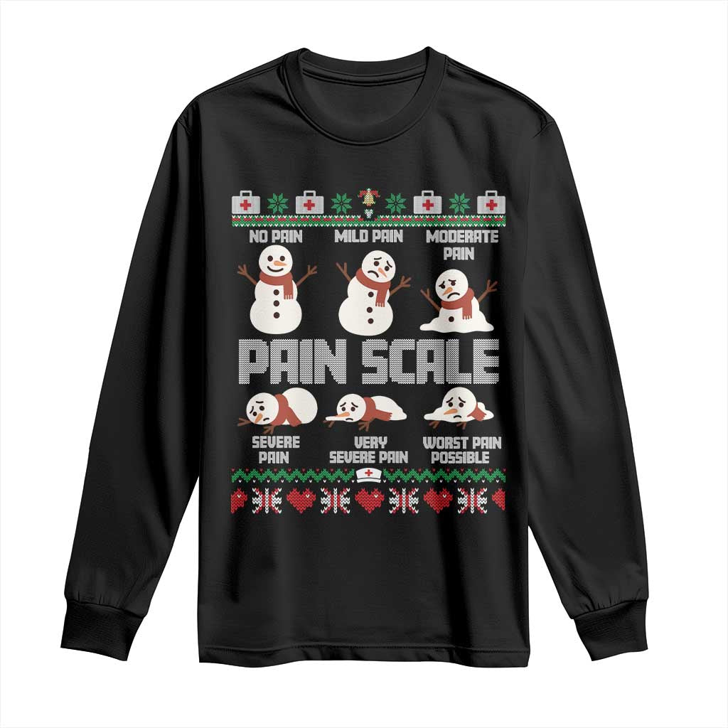 Pain Scale Snowman Long Sleeve Shirt Funny ICU Nurse Christmas - Print Your Wear