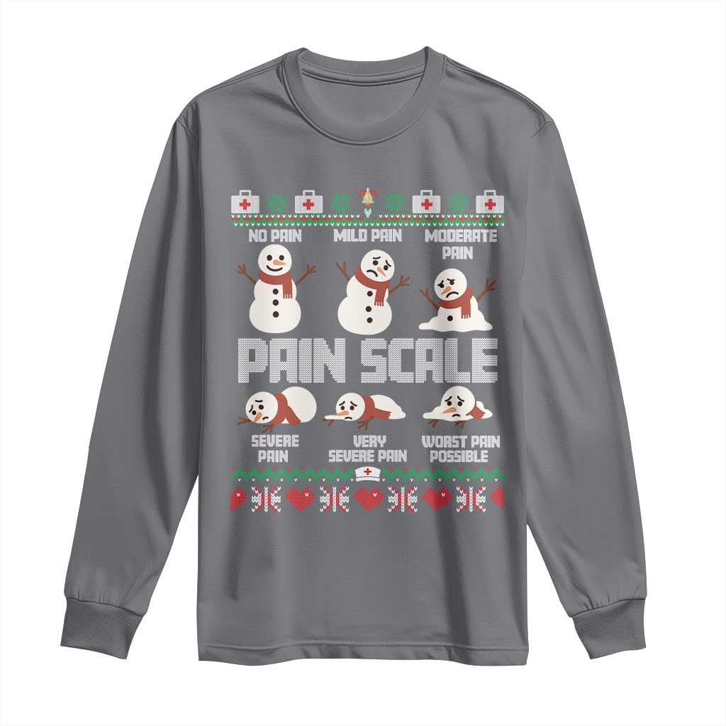 Pain Scale Snowman Long Sleeve Shirt Funny ICU Nurse Christmas TS14 Charcoal Print Your Wear