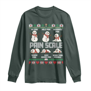 Pain Scale Snowman Long Sleeve Shirt Funny ICU Nurse Christmas TS14 Dark Forest Green Print Your Wear