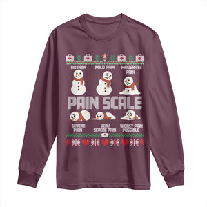 Pain Scale Snowman Long Sleeve Shirt Funny ICU Nurse Christmas TS14 Maroon Print Your Wear