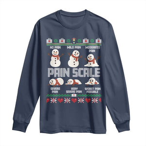 Pain Scale Snowman Long Sleeve Shirt Funny ICU Nurse Christmas TS14 Navy Print Your Wear