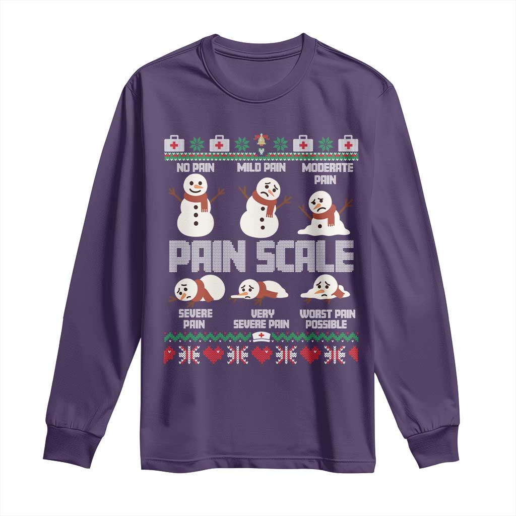 Pain Scale Snowman Long Sleeve Shirt Funny ICU Nurse Christmas TS14 Purple Print Your Wear