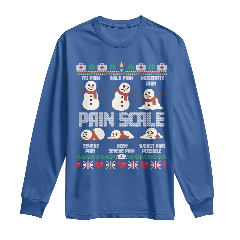 Pain Scale Snowman Long Sleeve Shirt Funny ICU Nurse Christmas TS14 Royal Blue Print Your Wear