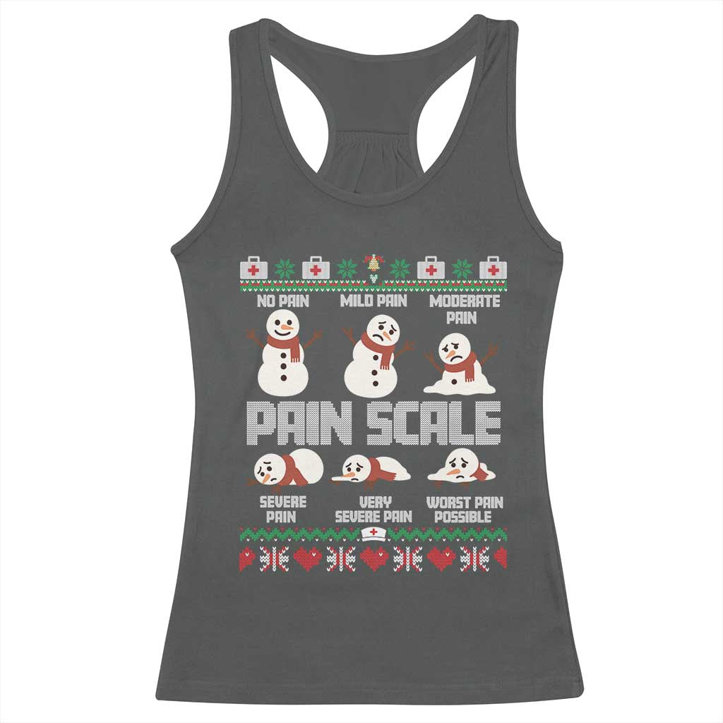 Pain Scale Snowman Racerback Tank Top Funny ICU Nurse Christmas TS14 Dark Heather Print Your Wear