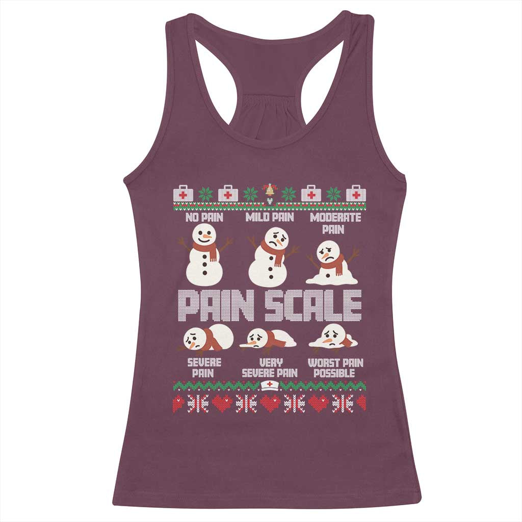Pain Scale Snowman Racerback Tank Top Funny ICU Nurse Christmas TS14 Maroon Print Your Wear