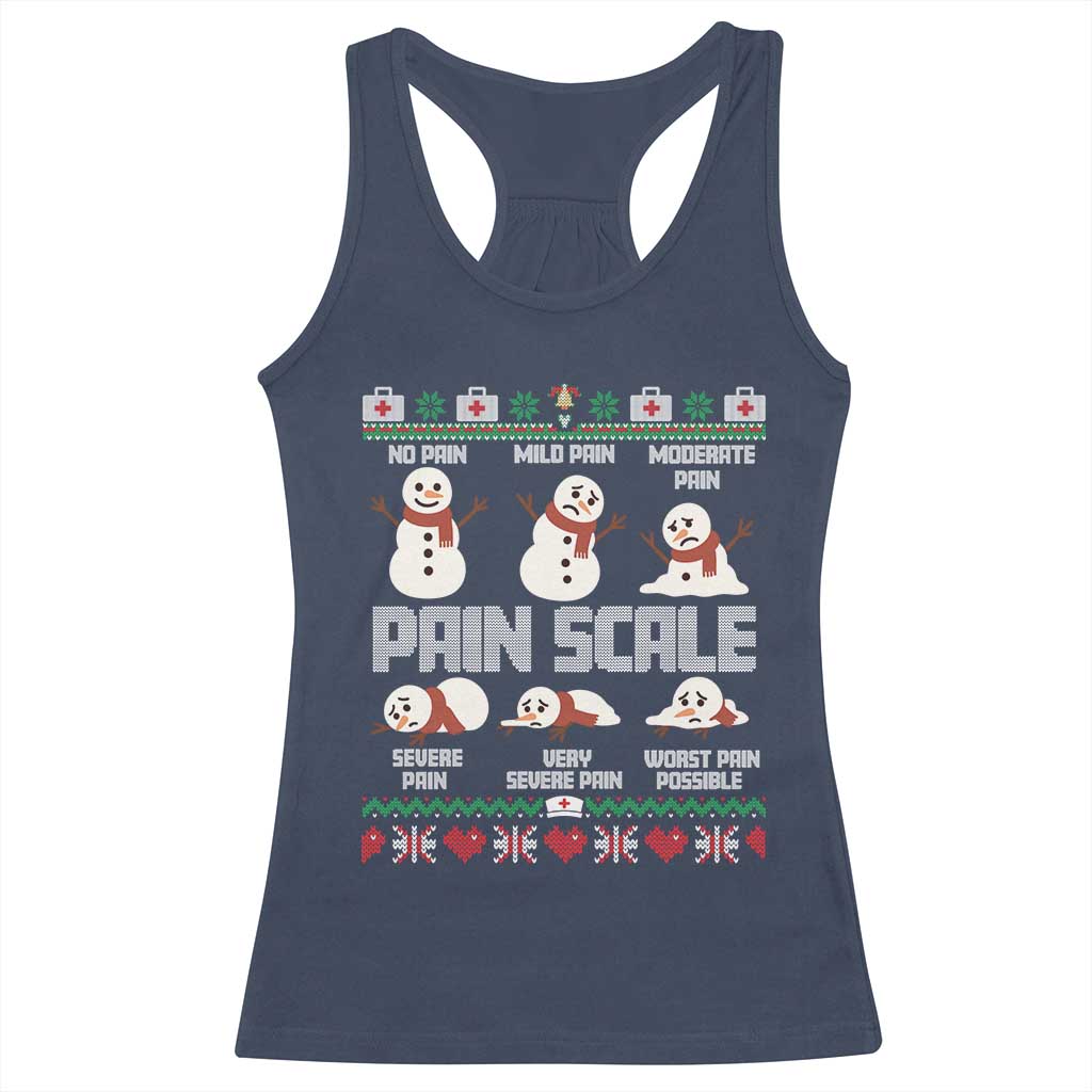 Pain Scale Snowman Racerback Tank Top Funny ICU Nurse Christmas TS14 Navy Print Your Wear