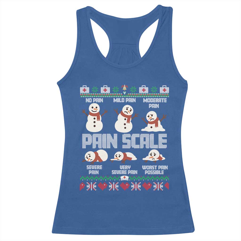 Pain Scale Snowman Racerback Tank Top Funny ICU Nurse Christmas TS14 Royal Blue Print Your Wear