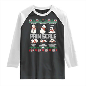 Pain Scale Snowman Raglan Shirt Funny ICU Nurse Christmas TS14 Black White Print Your Wear