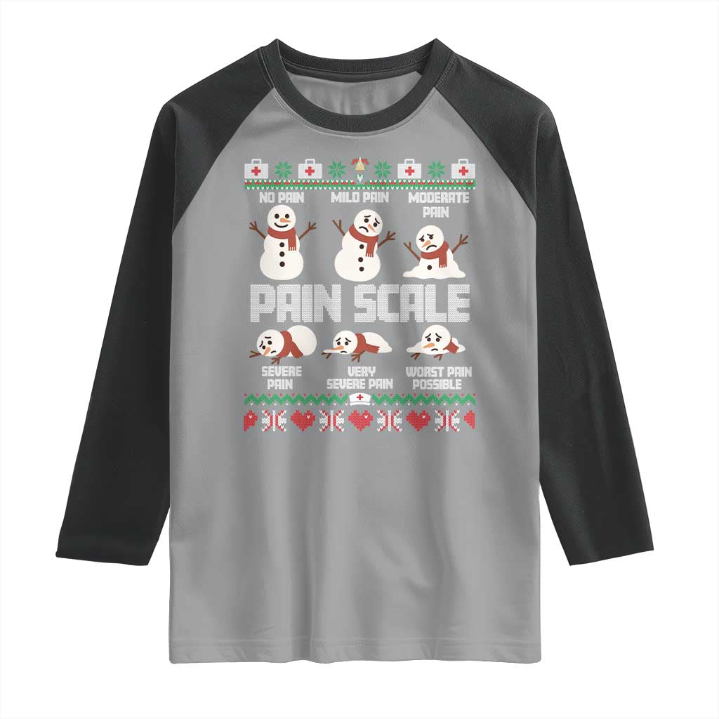 Pain Scale Snowman Raglan Shirt Funny ICU Nurse Christmas TS14 Sport Gray Black Print Your Wear
