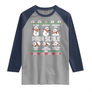 Pain Scale Snowman Raglan Shirt Funny ICU Nurse Christmas TS14 Sport Gray Navy Print Your Wear