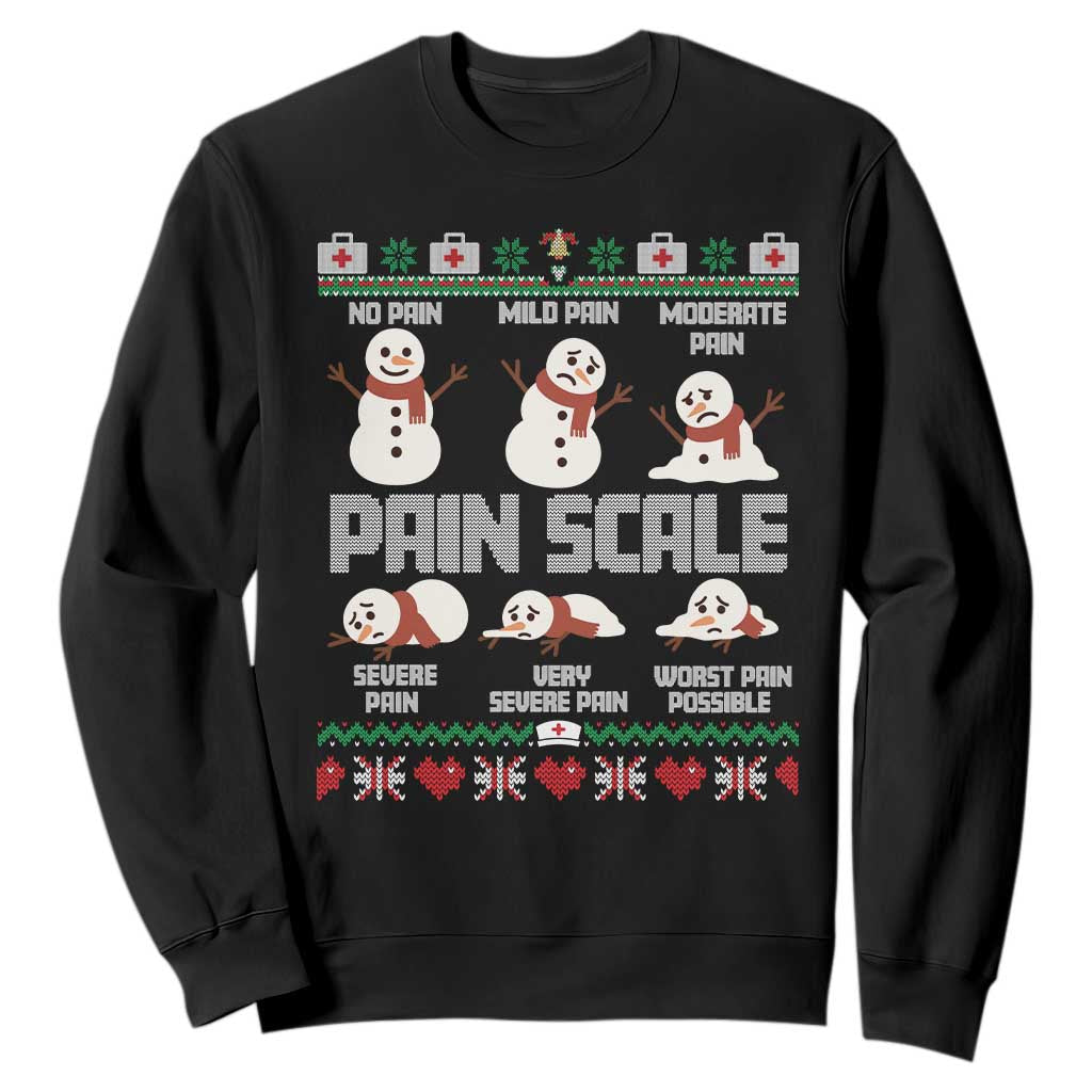 Pain Scale Snowman Sweatshirt Funny ICU Nurse Christmas TS14 Black Print Your Wear