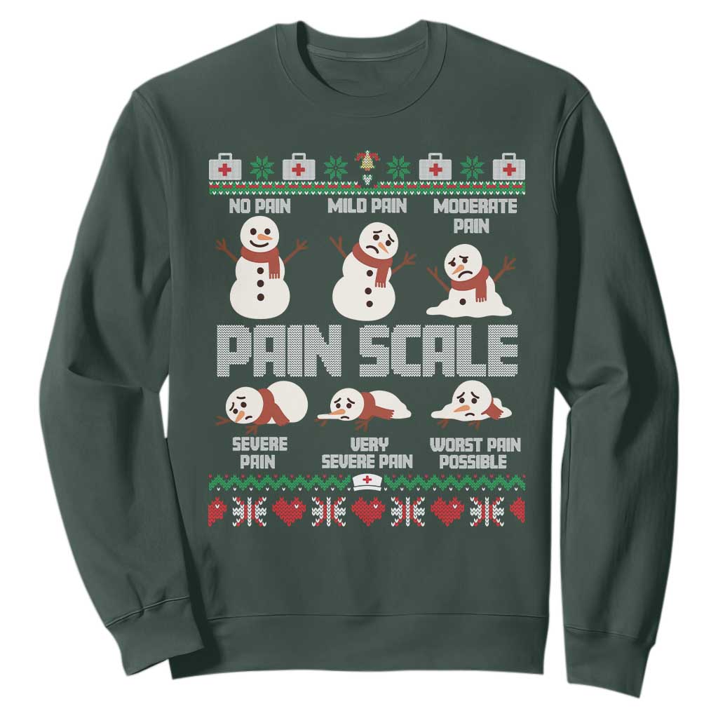 Pain Scale Snowman Sweatshirt Funny ICU Nurse Christmas TS14 Dark Forest Green Print Your Wear