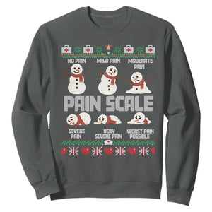Pain Scale Snowman Sweatshirt Funny ICU Nurse Christmas TS14 Dark Heather Print Your Wear