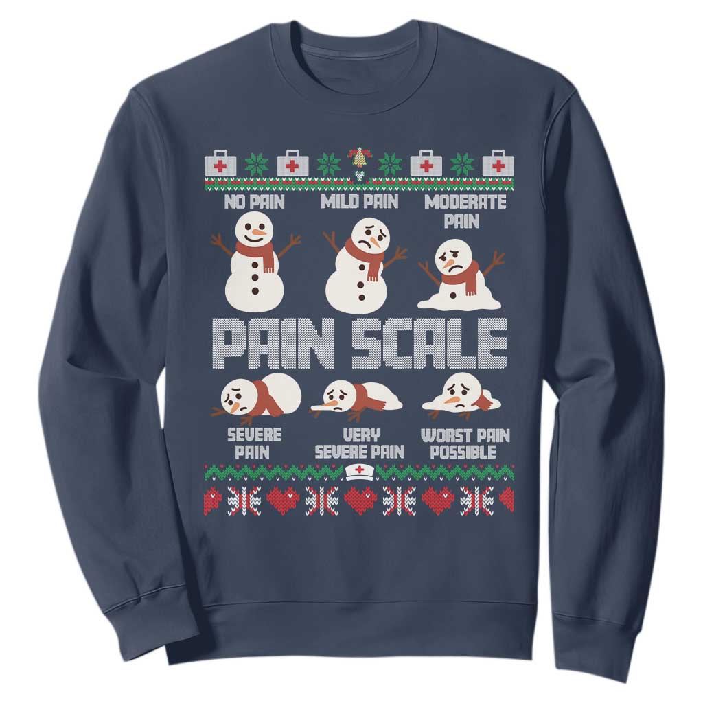 Pain Scale Snowman Sweatshirt Funny ICU Nurse Christmas TS14 Navy Print Your Wear