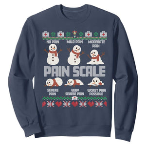 Pain Scale Snowman Sweatshirt Funny ICU Nurse Christmas TS14 Navy Print Your Wear