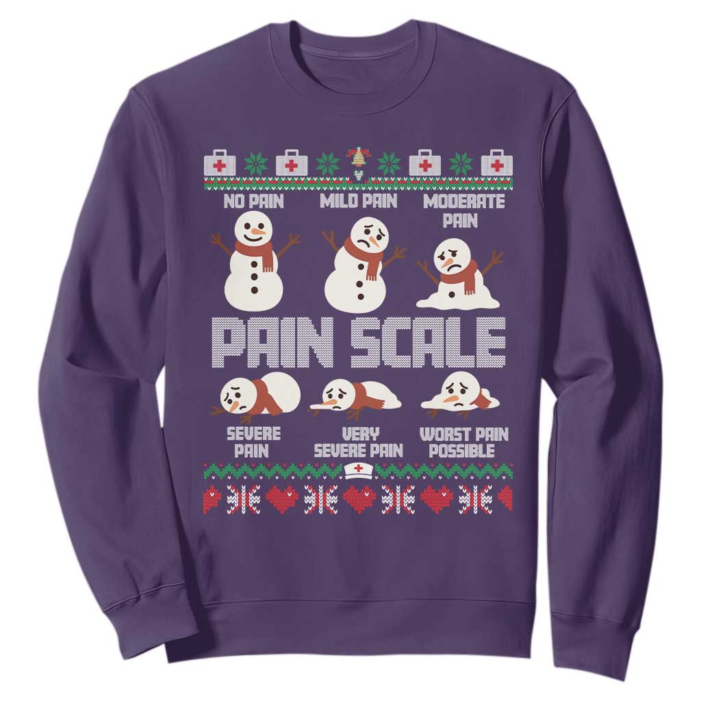 Pain Scale Snowman Sweatshirt Funny ICU Nurse Christmas TS14 Purple Print Your Wear