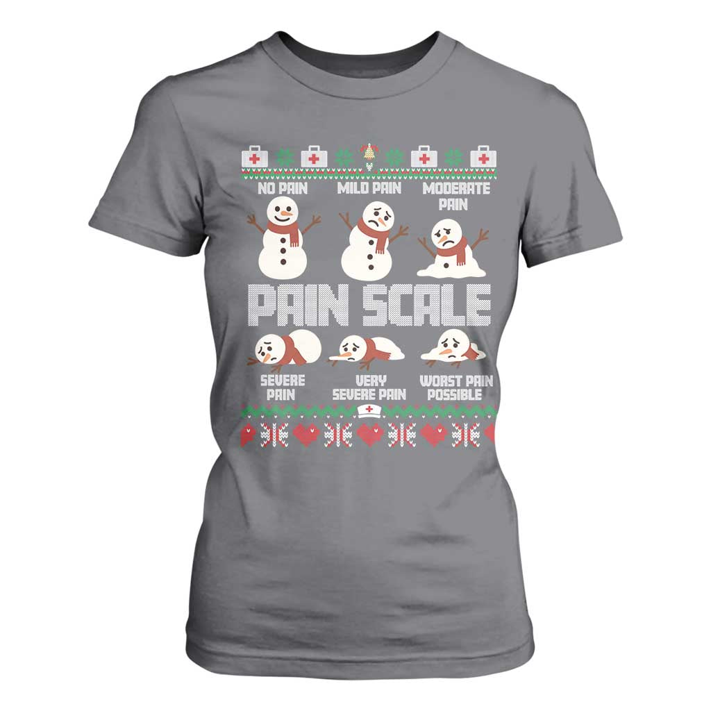 Pain Scale Snowman T Shirt For Women Funny ICU Nurse Christmas TS14 Charcoal Print Your Wear