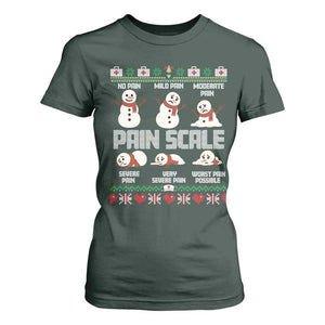 Pain Scale Snowman T Shirt For Women Funny ICU Nurse Christmas TS14 Dark Forest Green Print Your Wear