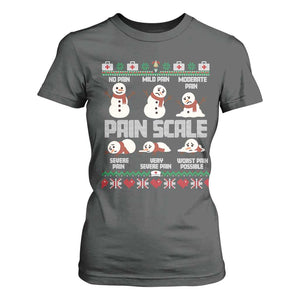 Pain Scale Snowman T Shirt For Women Funny ICU Nurse Christmas TS14 Dark Heather Print Your Wear