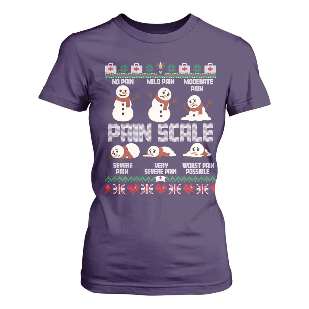 Pain Scale Snowman T Shirt For Women Funny ICU Nurse Christmas TS14 Purple Print Your Wear