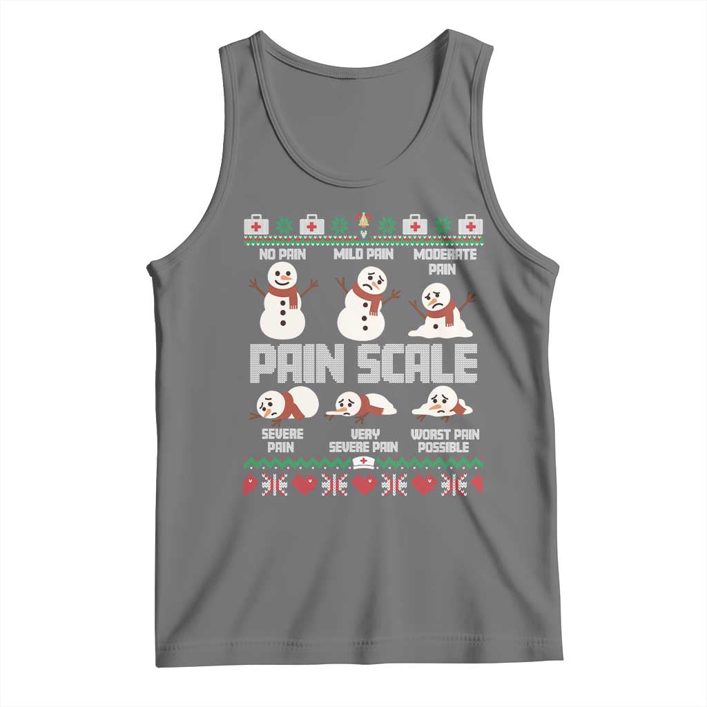 Pain Scale Snowman Tank Top Funny ICU Nurse Christmas TS14 Black Heather Print Your Wear