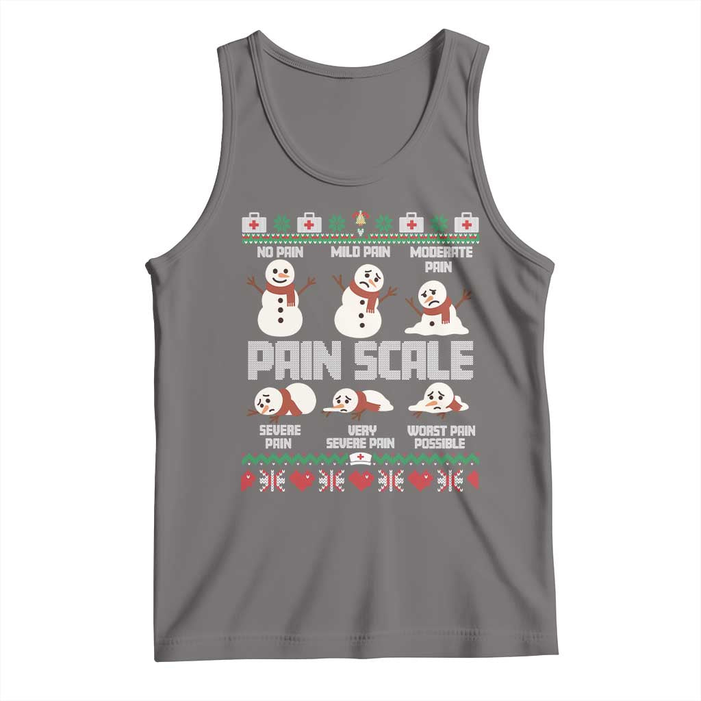 Pain Scale Snowman Tank Top Funny ICU Nurse Christmas TS14 Deep Heather Print Your Wear
