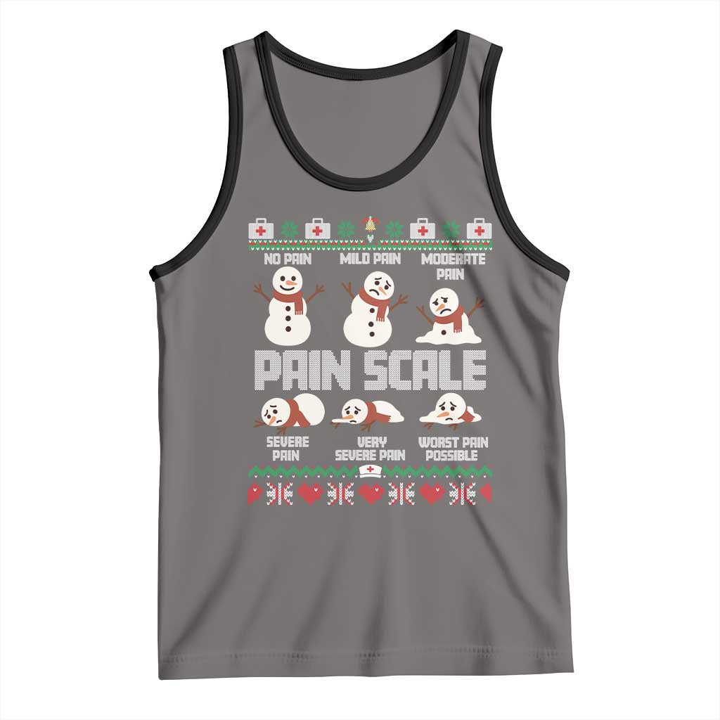 Pain Scale Snowman Tank Top Funny ICU Nurse Christmas TS14 Deep Heather Black Print Your Wear