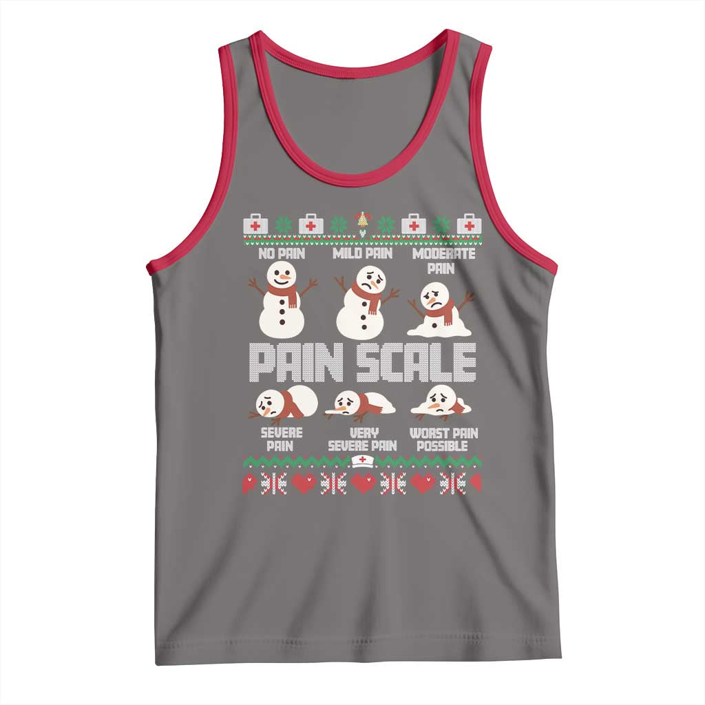 Pain Scale Snowman Tank Top Funny ICU Nurse Christmas TS14 Deep Heather Red Print Your Wear