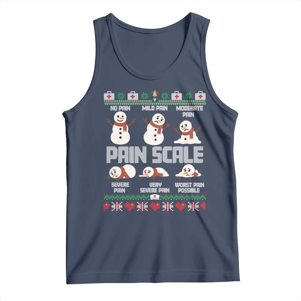 Pain Scale Snowman Tank Top Funny ICU Nurse Christmas TS14 Navy Print Your Wear