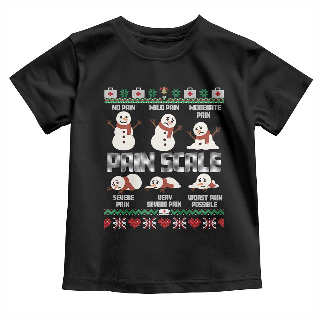 Pain Scale Snowman Toddler T Shirt Funny ICU Nurse Christmas TS14 Black Print Your Wear