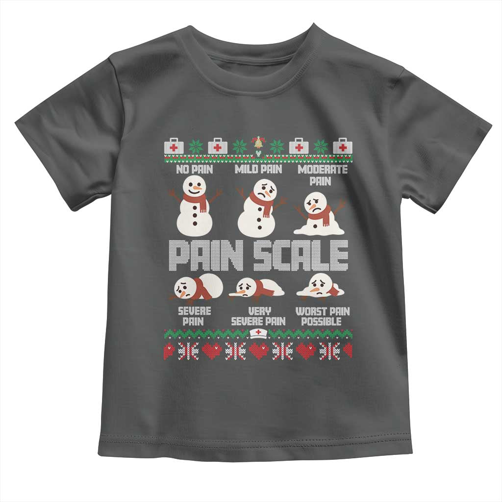 Pain Scale Snowman Toddler T Shirt Funny ICU Nurse Christmas TS14 Dark Heather Print Your Wear