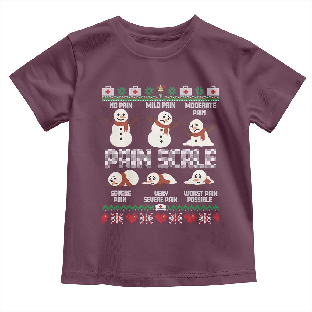 Pain Scale Snowman Toddler T Shirt Funny ICU Nurse Christmas TS14 Maroon Print Your Wear