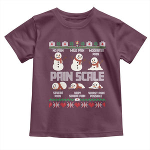 Pain Scale Snowman Toddler T Shirt Funny ICU Nurse Christmas TS14 Maroon Print Your Wear