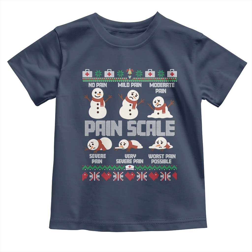 Pain Scale Snowman Toddler T Shirt Funny ICU Nurse Christmas TS14 Navy Print Your Wear