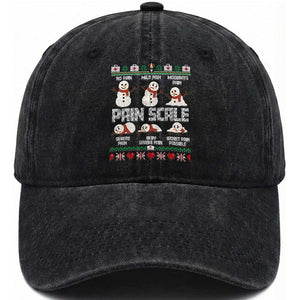 Pain Scale Snowman Washed Cotton Baseball Cap Funny ICU Nurse Christmas TS14 Washed Cap Universal Fit Black Print Your Wear