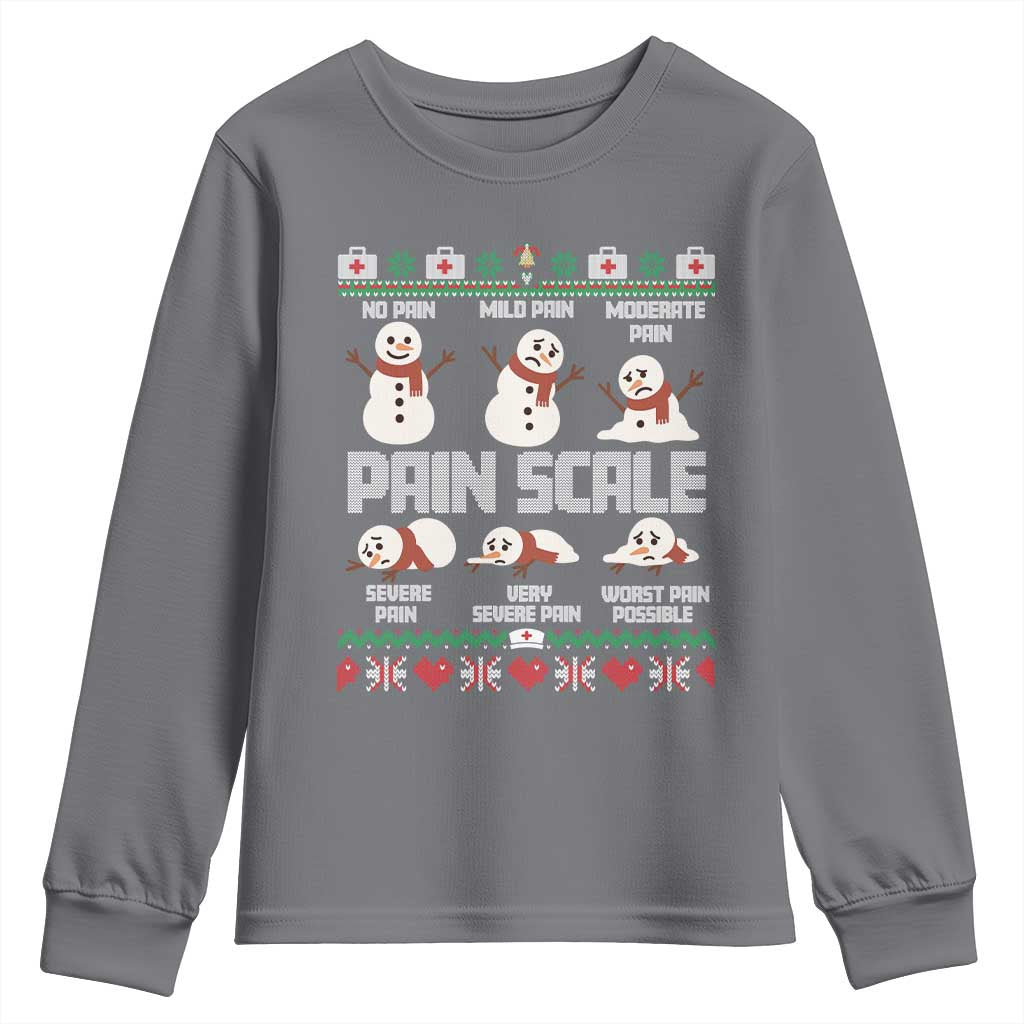 Pain Scale Snowman Youth Sweatshirt Funny ICU Nurse Christmas TS14 Charcoal Print Your Wear