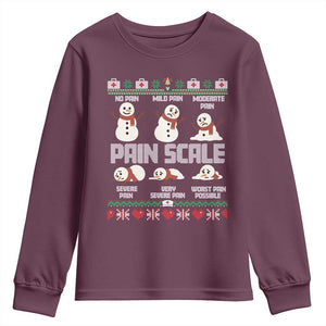 Pain Scale Snowman Youth Sweatshirt Funny ICU Nurse Christmas TS14 Maroon Print Your Wear