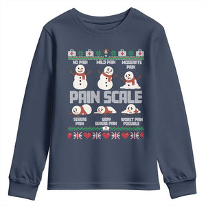 Pain Scale Snowman Youth Sweatshirt Funny ICU Nurse Christmas TS14 Navy Print Your Wear