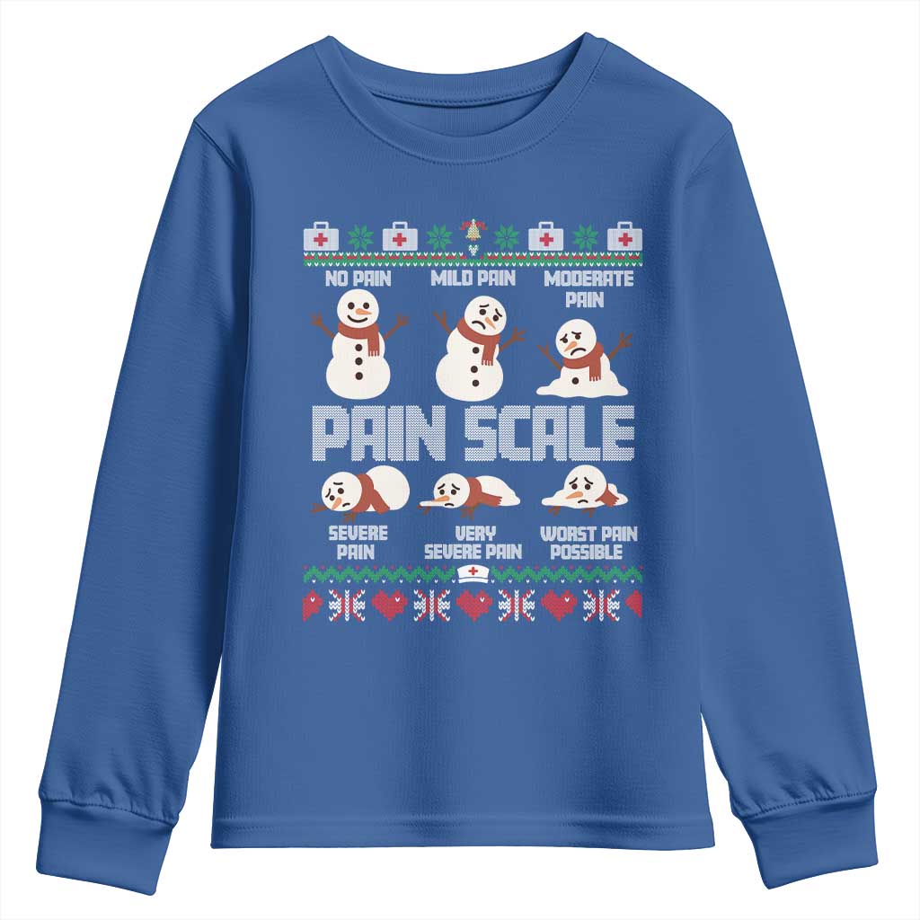 Pain Scale Snowman Youth Sweatshirt Funny ICU Nurse Christmas TS14 Royal Blue Print Your Wear