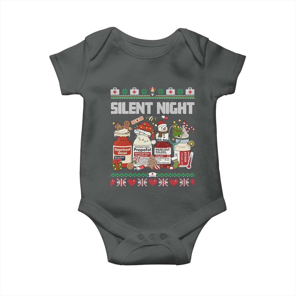 Silent Night Christmas Baby Onesie Funny ICU Nurse Xmas TS14 Dark Heather Print Your Wear