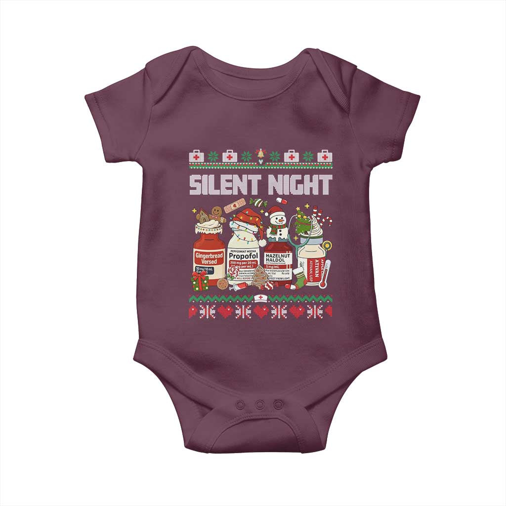 Silent Night Christmas Baby Onesie Funny ICU Nurse Xmas TS14 Maroon Print Your Wear