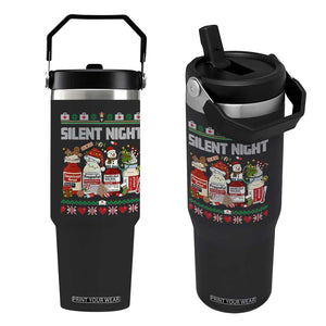 Silent Night Christmas Flip Straw Tumbler Funny ICU Nurse Xmas TS14 One Size: 30 oz Black Print Your Wear