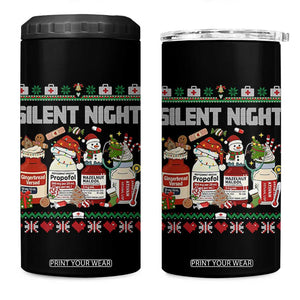 Silent Night Christmas 4 in 1 Can Cooler Tumbler Funny ICU Nurse Xmas TS14 One Size: 16 oz Black Print Your Wear