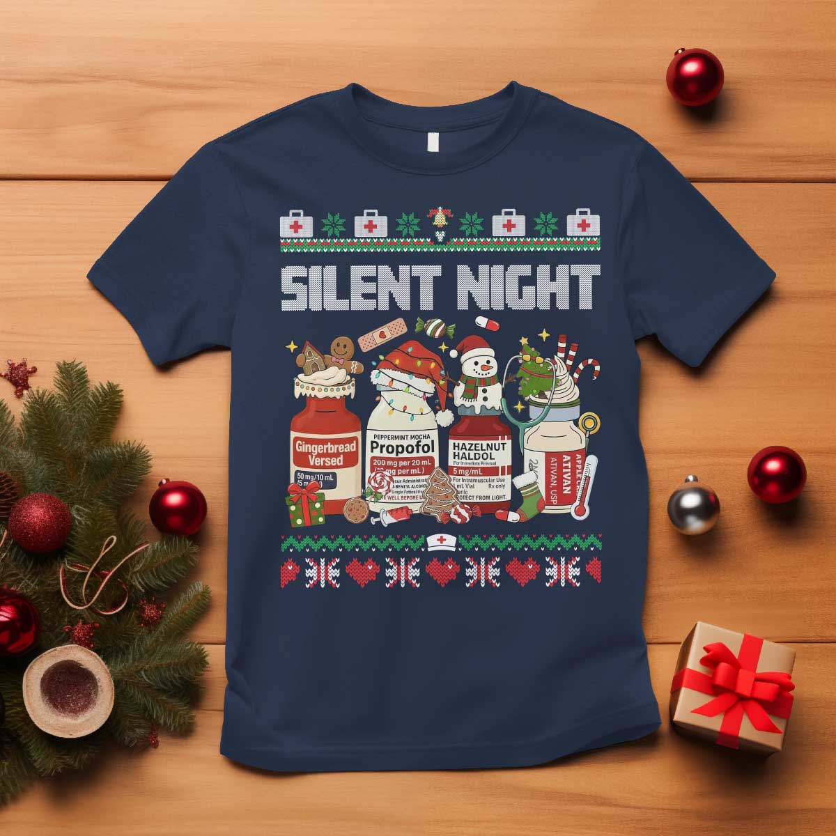 Silent Night Christmas T Shirt Funny ICU Nurse Xmas - Print Your Wear